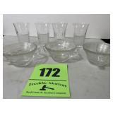 7 pieces of depression, glass three soup bowls