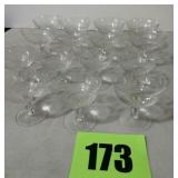 15 pieces of etched glass, sherbet, and desserts