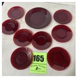 9 pieces of Ruby red