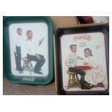 Coca-Cola black memorabilia metal trays