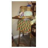 Vintage convertible high chair and old dolls