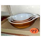 (3) Brown Pyrex Bowls