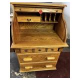 Modern Oak Roll Front Desk