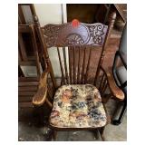 Wood Press Back Arm Rocker w/Wood Seat