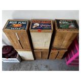 (6) Wood Pear Boxes w/Paper Advertising