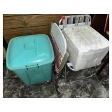 Folding Chairs, Styrofoam Cooler & Plastic Trash