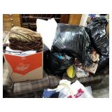 Large Assortment of Cloth Items, Basket & More