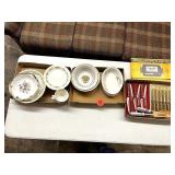 (3) Boxes Older Dishes & Cutlery