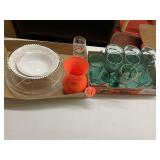 (2) Boxes w/Green Glasses & Misc.