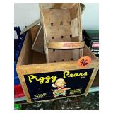 Piggy Pears Wood Box & Misc.