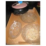 Sun Dial Casserole Dish & Pressglass Bowls