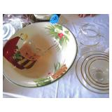 Gold Trim Glassware & Fruit Bowl