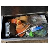 Wood Box w/Fishing Items
