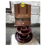 Large Ceramic Insulator & Wood Decor. Box