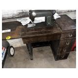 White Electric Sewing Machine w/Cabinet