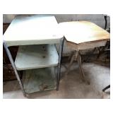 Metal Utility Cart & Wood Center Table
