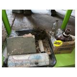 Old Bottles, Metal Tray & Misc.