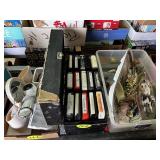 (2) Boxes Makeup Mirror, 8 Track Tapes & Misc. (2) Boxes Makeup Mirror, 8 Track Tapes & Misc.