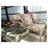 Wicker Patio Table w/(2) Chairs & Love Seat (AS... Wicker Patio Table w/(2) Chairs & Love Seat (AS...