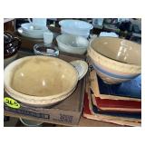 (2) Stoneware Bowls w/Hairlines & Misc. (2) Stoneware Bowls w/Hairlines & Misc.