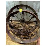 (2) Implement Iron Wheels (1 Missing Spoke) (2) Implement Iron Wheels (1 Missing Spoke)
