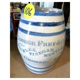 George Frey & Co. Stoneware Pickle Jar w/Damage George Frey & Co. Stoneware Pickle Jar w/Damage