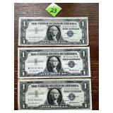 (3) 1957 Silver Certificates (3) 1957 Silver Certificates