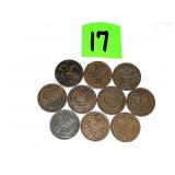 (10) 2 Heller Austria Coins 1890 (10) 2 Heller Austria Coins 1890