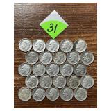 (25) Silver Roosevelt Dimes (25) Silver Roosevelt Dimes
