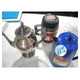 Rogers Silver Plate Pot, Enamel Coffee Pot &...