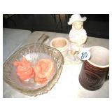 Stoneware Pitcher & Punch Bowl