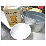 Enamelware, Westmark Coffee Maker & Galvanized Tub