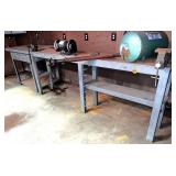 Long Work Bench w/(2) Bench Vices, Grinder &...