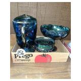 Indiana Carnival Glass Pitcher & Candy Dishes