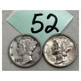 1916S & 1944 Mercury Silver Dimes
