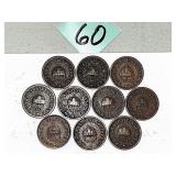 (10) Hungary 2 Filler Coins 1890