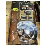 Leather Holster, Laser Sight, Horn Mounts &...