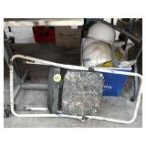 (2) Rolling Tables, Hard Hats & Step Stool