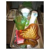 (2) Boxes Green Depression Measuring Pitcher,...