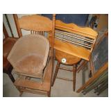 Wood Rocker, Wooden Stool, Magazine Rack &...