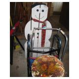 Wood Snowman, Walkers & Stool