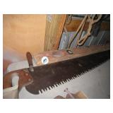 Antique Saw & Wooden Level
