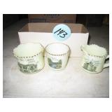 (3) Custard Glass Pieces, Sparta Library,...