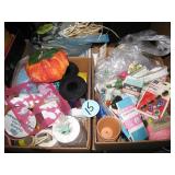 (2) Boxes Sewing Items, Ribbon & Misc.