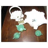 Jadeite Tea Set & Fenton Baskets