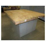 Butcher Block Table w/Lockers (64 Inches x 54...