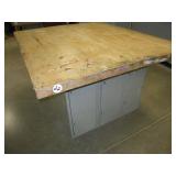 Butcher Block Table w/Lockers (64 Inches x 54...