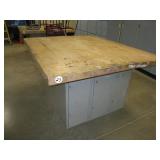 Butcher Block Table w/Lockers (64 Inches x 54...