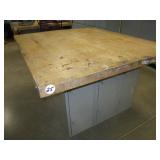 Butcher Block Table w/Lockers (64 Inches x 54...