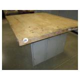 Butcher Block Table w/Lockers (64 Inches x 54...